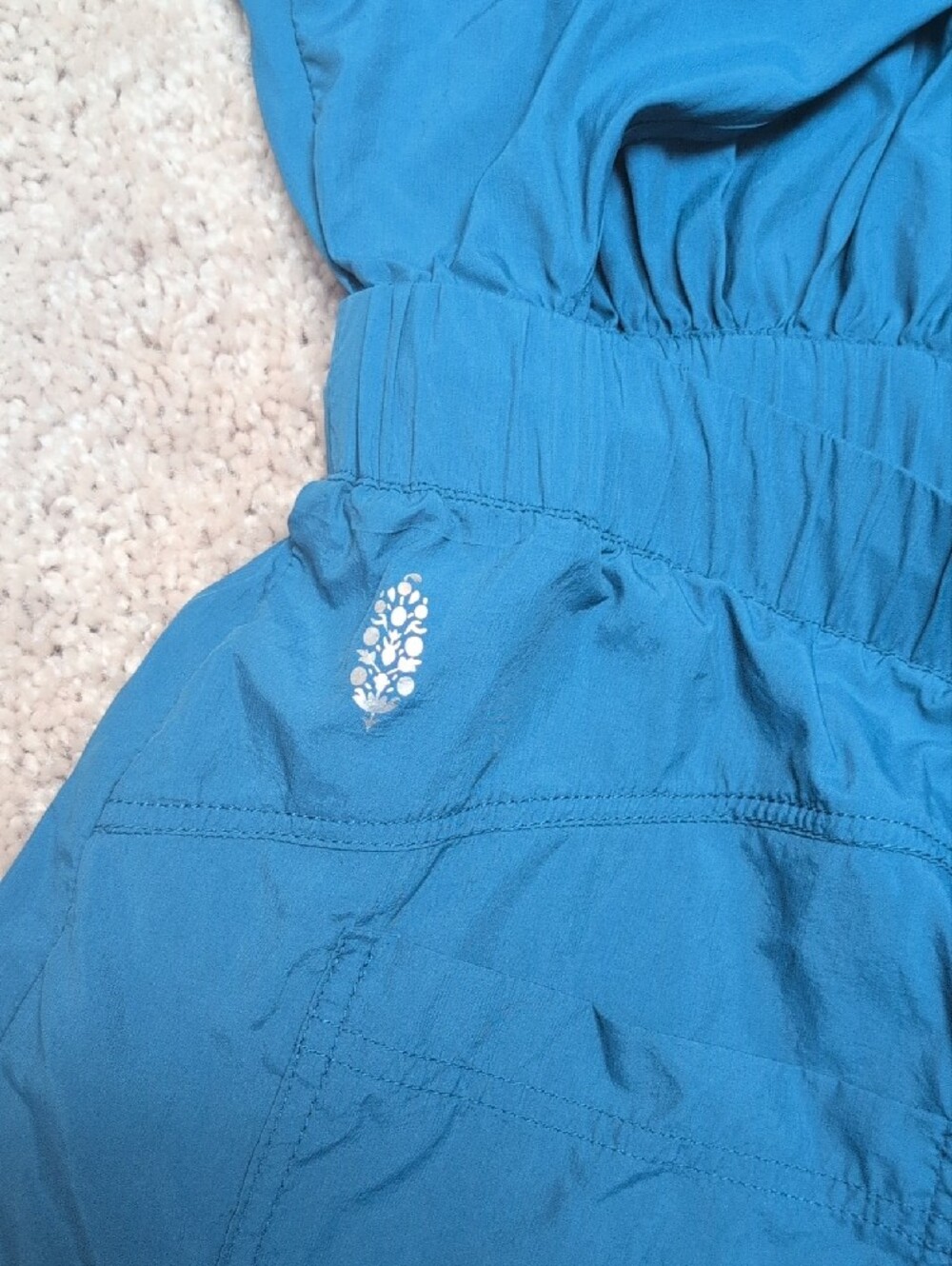 Free People Teal Utility Romper with Pockets - Picture 5 of 7